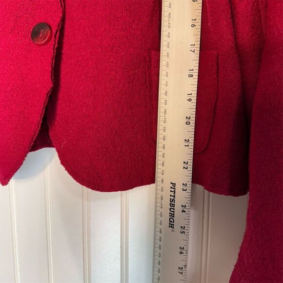 J. Jill Red Blazer Jacket L Wool Blend Two-Button Knit Preppy Old Money Career - Picture 6 of 9